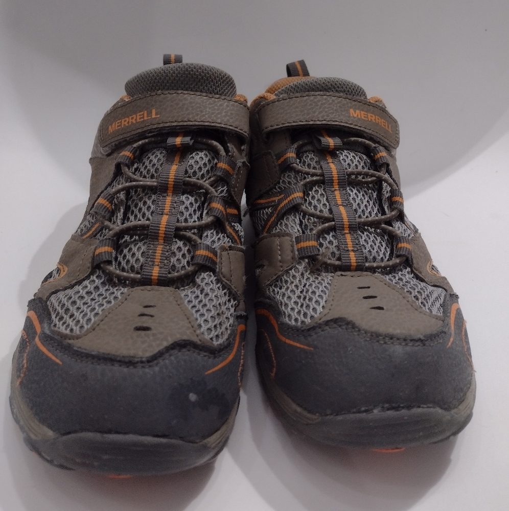 Merrell Trail Chaser Hiking Shoes Gray Orange Walking Sneakers Kids Youth 6M
